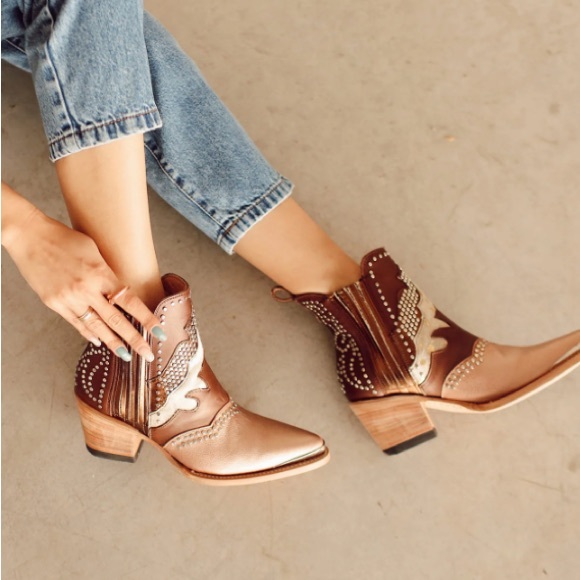 Mezcalero Chiara Rose Gold Glam Western booties - Sz. 41 New in Box - Picture 9 of 10
